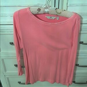 Vineyard Vines Coral Pink Long-Sleeve Boatneck Top